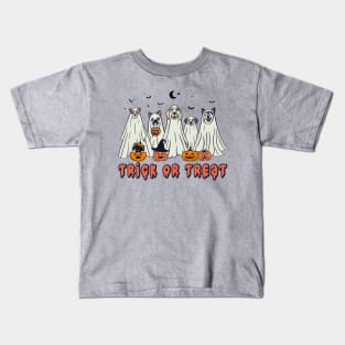 Trick-Or-Treat Ghost Dogs Kids T-Shirt